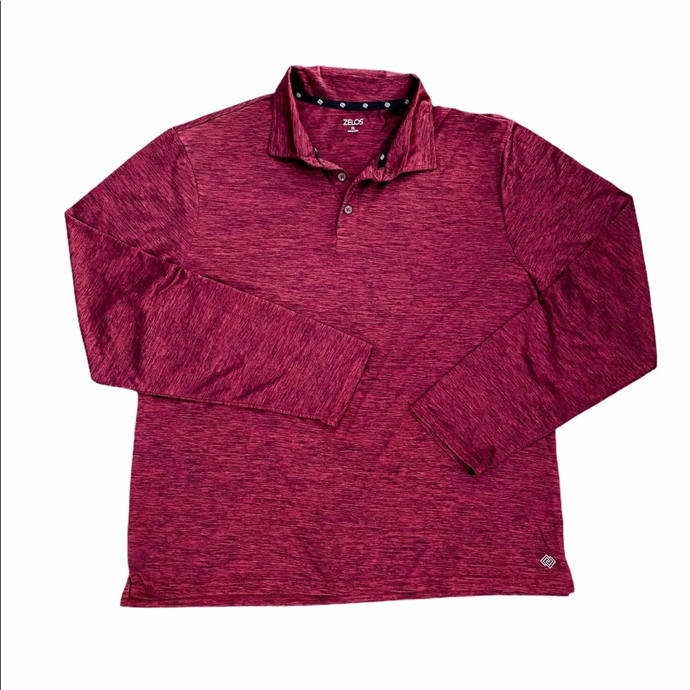 Zelos Maroon Athletic Collared Button Up Shirt - image 1